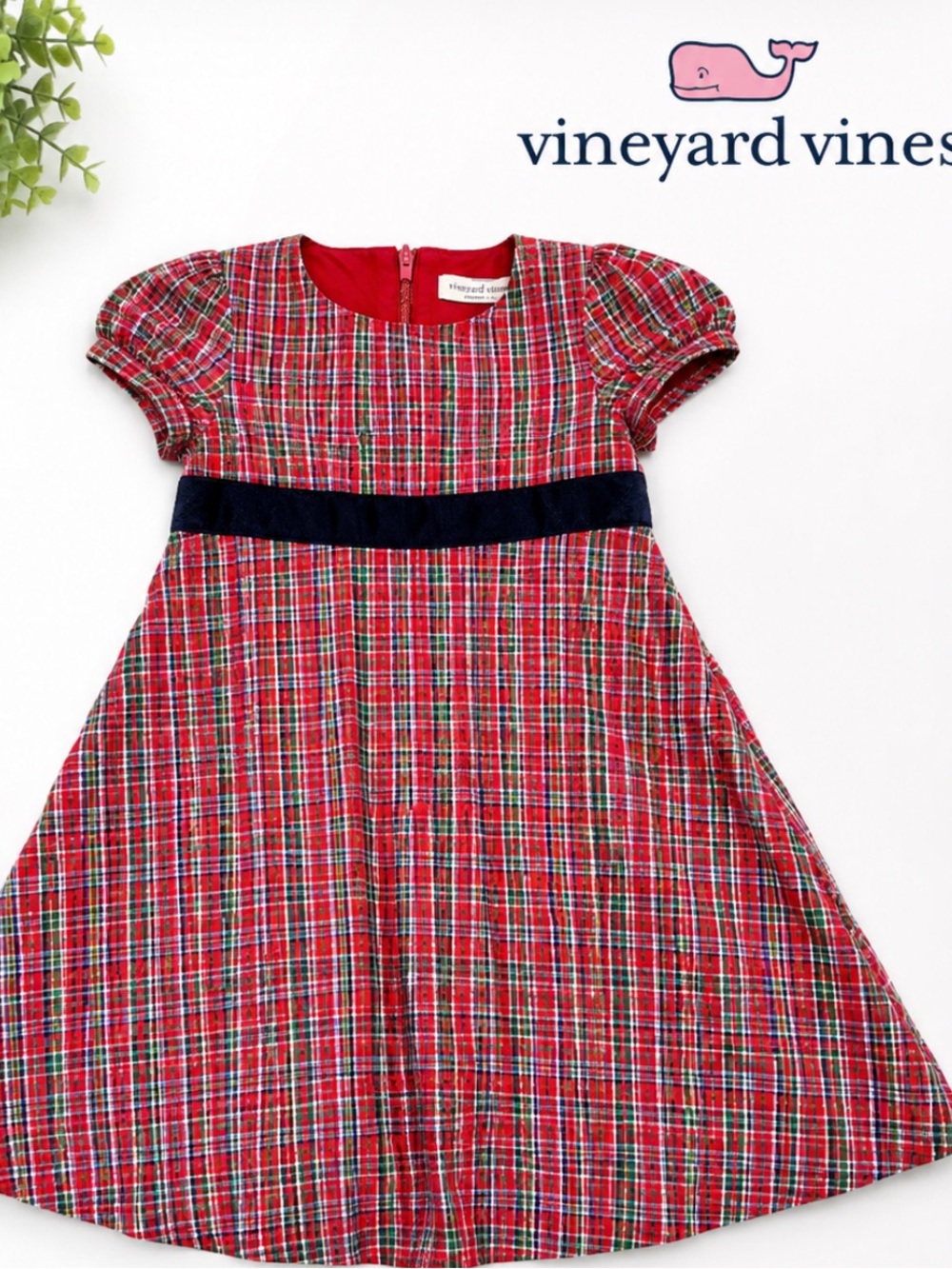 Vineyard Vines Red Plaid Dress size-6